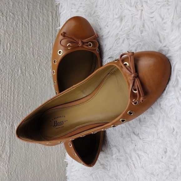 G.H. Bass Rachel Cognac Faux Leather Bow Detail Round Toe Slip On Flat Loafer - Picture 1 of 16